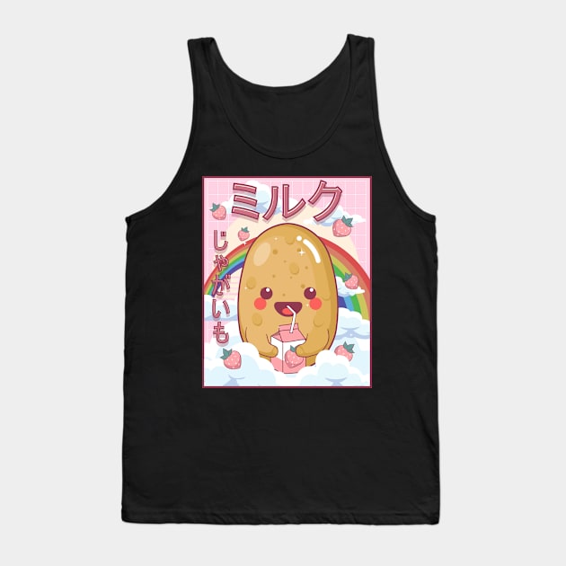 Kawaii Potato Strawberry Milk Japanese Aesthetic Gift Tank Top by Alex21